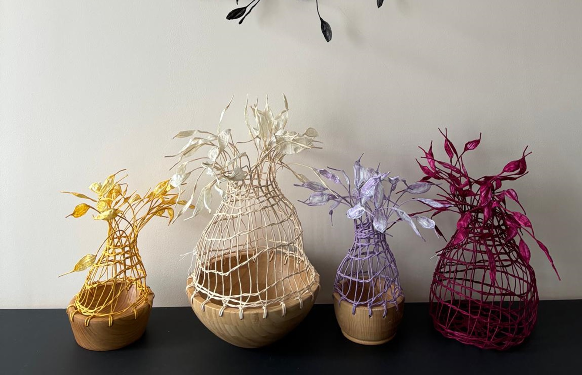 VASES BOIS FILS DE PAPIER
